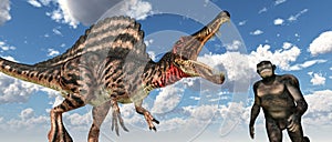 Dinosaur Spinosaurus and habilis
