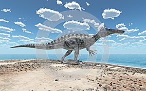 Dinosaur Suchomimus at the beach