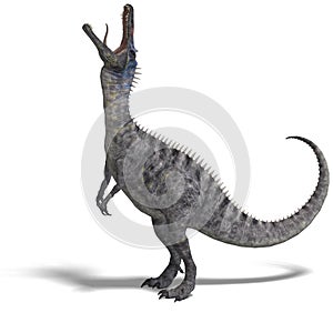 Dinosaur Suchominus. 3D rendering with clipping