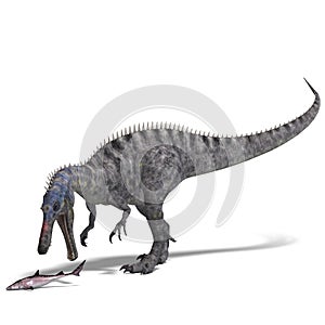 Dinosaur Suchominus. 3D rendering with clipping
