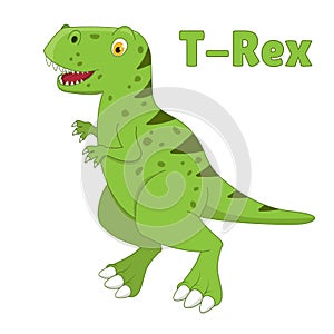 Dinosaur t-rex drawning in cartoon style. Vector illustration isolated on white background.