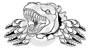 Dinosaur T Rex or Raptor Cartoon Mascot