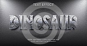 Dinosaur text, silver metallic editable text effect style