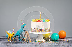 Dinosaur Themed Birthday Party with Cake