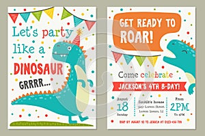 Dinosaur toy party invitation card template