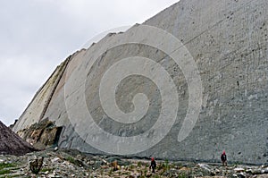 Dinosaur Tracks on the Wall of Cal Orko, Sucre, Bolivia photo