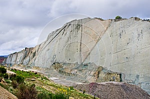 Dinosaur Tracks on the Wall of Cal Orko, Sucre, Bolivia photo