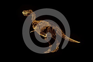 Dinosaur TRex Skeleton in Hologram Wireframe Style. Nice 3D Rendering