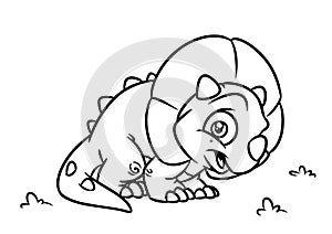 Dinosaur Triceratops coloring page cartoon Illustrations