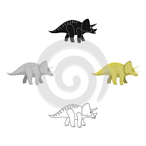 Dinosaur Triceratops icon in cartoon style isolated on white background. Dinosaurs and prehistoric symbol stock vector