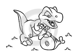 Dinosaur Tyrannosaur coloring page cartoon Illustrations