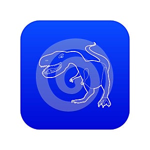 Dinosaur tyrannosaur icon blue vector