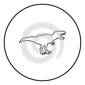 Dinosaur tyrannosaurus t rex icon black color in circle round