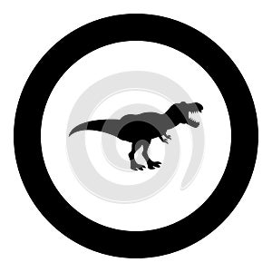 Dinosaur tyrannosaurus t rex icon black color in circle round photo