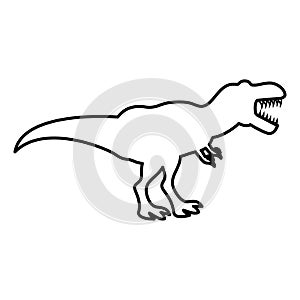 Dinosaur tyrannosaurus t rex icon black color illustration flat style simple image