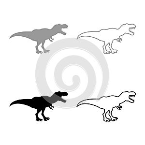 Dinosaur tyrannosaurus t rex icon set grey black color photo