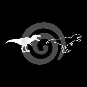 Dinosaur tyrannosaurus t rex icon set white color illustration flat style simple image photo