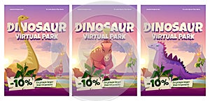 Dinosaur virtual park cartoon posters, vr museum