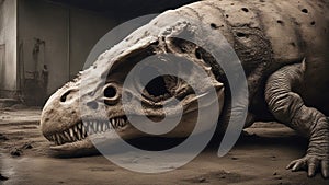 _The dinosaur was an exploited creature that existed in the dystopian world, photo