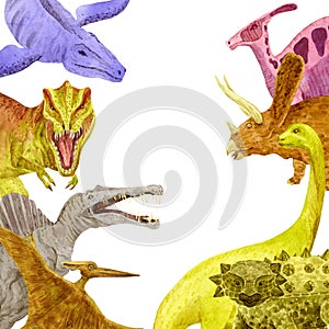 Dinosaurs card. The herbivores in opposition the carnivores