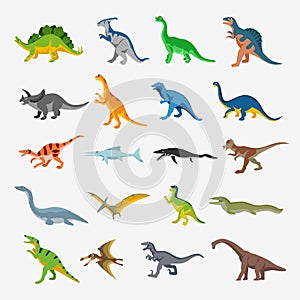 Dinosaurs cartoon prehistoric animals collection vector illustration