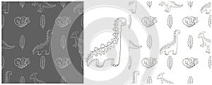 Dinosaurs of the Jurassic period. Coloring Set dinosaurs seamless pattern