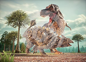 Dinosaurs in the nature