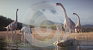 Dinosaurs in the nature