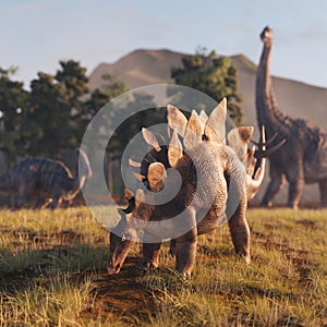 Dinosaurs in the nature