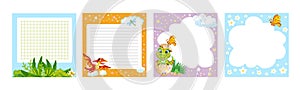 Dinosaurs note pad set vector illustration