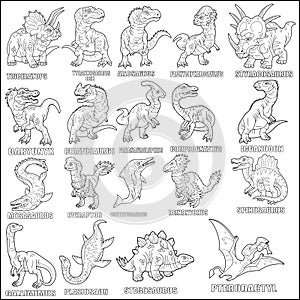 Dinosaurs, set of images, coloring book