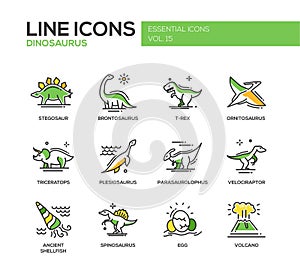 Dinosaurs species- line design icons set