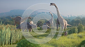 Dinosaurs on the valley