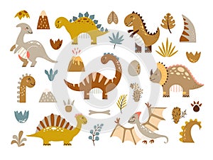 Dinosaurs vector set cartoon Cute baby dino illustration