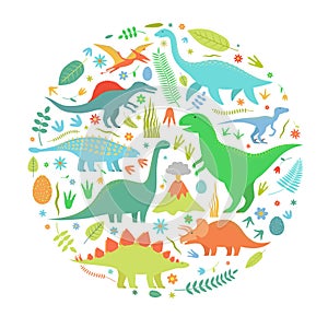 Dinosaurus in circle
