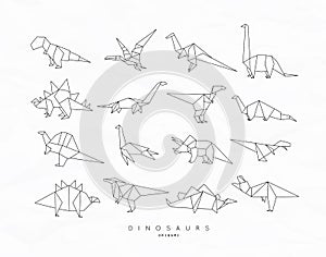 Dinosaurus origami set flat