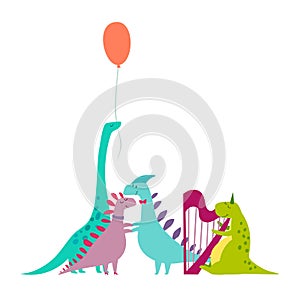 Dinosaurus party doodle hand drawn vector illustration