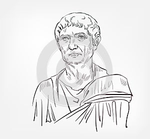 Diocles was a Greek mathematician and geometer famous physician medical scientist vector sketch illustration photo