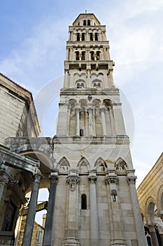 Diocletian palace ruins and cathedral bell tower, Split,