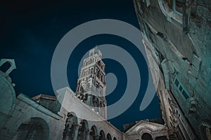 Diocletian palace in split at night