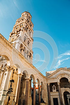 Diocletian`s Palace Saint Domnius Cathedral Bell Tower in Split, Croatia
