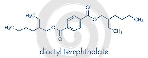 Dioctyl terephthalate DOTP, DEHT plasticizer molecule. Phthalate alternative, used in PVC plastics. Skeletal formula.