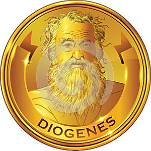 Diogenes gold style portrait, vector