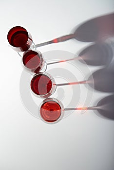 Diogonal line of wine glasses