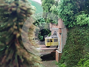 Diorama of train and tunnel