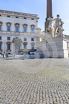 Dioscour Fountain in Piazza del Quirinale and building of Constitutional Court of Italy, Rome