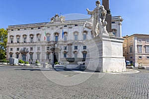 Dioscour Fountain in Piazza del Quirinale and building of Constitutional Court of Italy, Rome