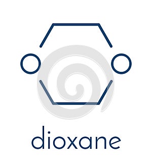 Dioxane 1,4-dioxane solvent molecule. Skeletal formula.