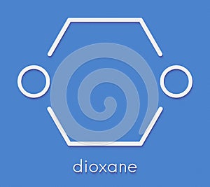 Dioxane 1,4-dioxane solvent molecule. Skeletal formula.