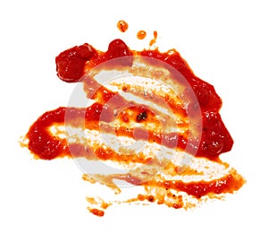 Dip ketchup blots and stains on white background